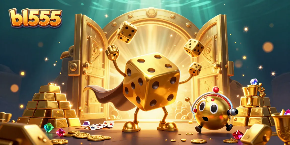 Experience gaming at bl555 with a golden dice golem and casino riches.