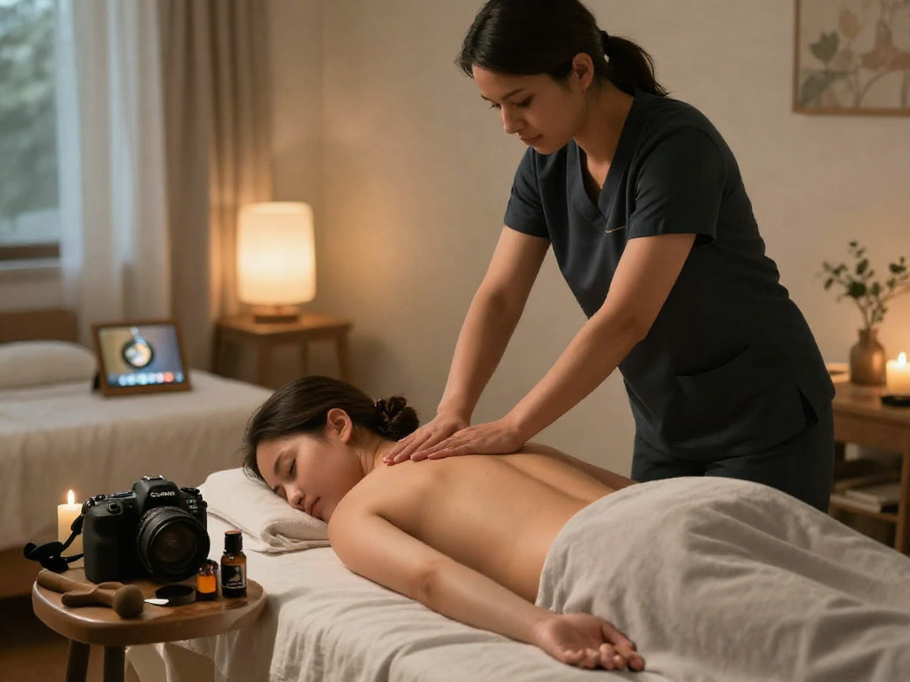 Enjoying a relaxing 출장안마 experience in a tranquil home setting with a professional therapist.