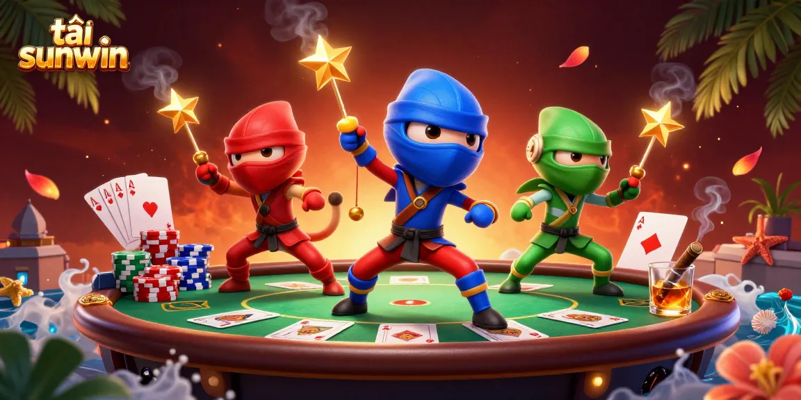 Revel in the exciting gameplay of tải sunwin amidst vibrant 3D cartoon chameleons and poker elements.
