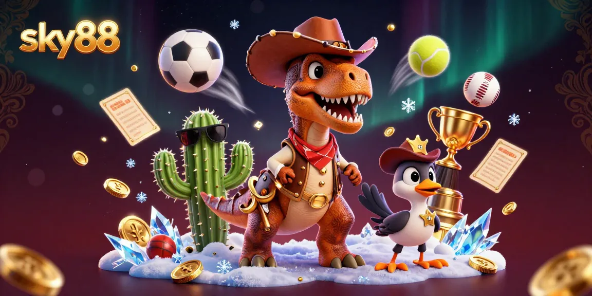 Engage with sky88’s lively casino scene featuring cartoon characters and dynamic sports elements.