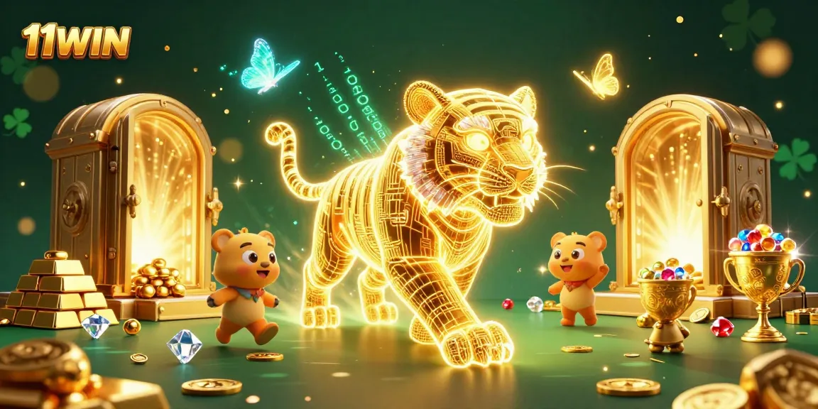 Experience the thrill of winning at 11WIN with a vibrant 3D casino scene featuring glowing characters.