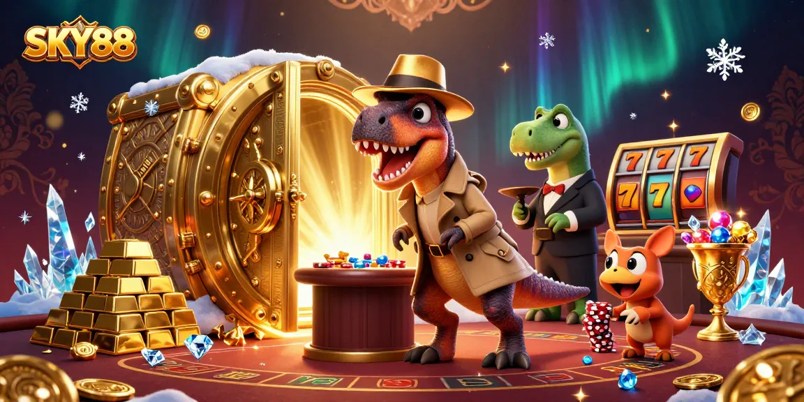 Join the exciting adventure at SKY88's blackjack table, featuring vibrant characters and sparkling treasures.