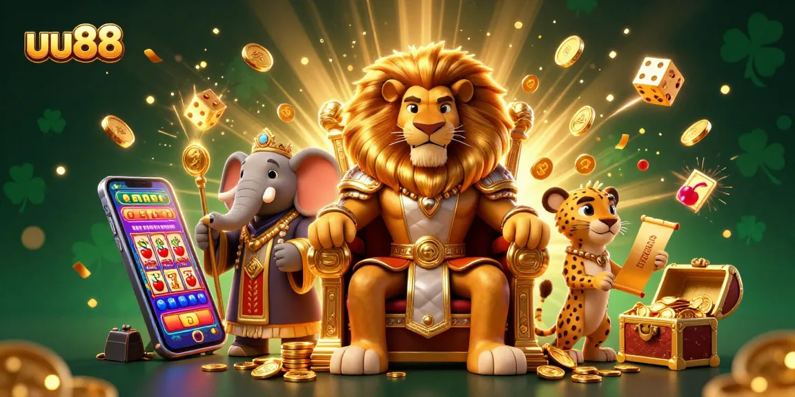 Experience the thrill of uu88 with a vibrant casino illustration featuring dynamic characters and games.